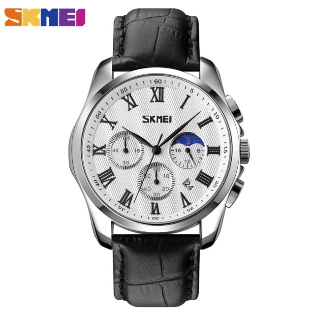 SKMEI 9260 Jam Tangan Pria Analog Chronograph Casual Quartz Tali Kulit MGOS
