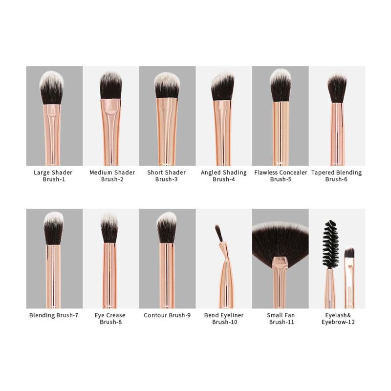 12pcs / Set Brush Blending Eyeshadow Eyeliner Eyelash Eyebrow Untuk Makeup