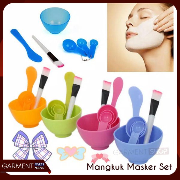 Mangkok Masker Set 4 in 1 / Kuas Alat Make Up / Mask Bowl / Mask Tool / Set Kuas Masker