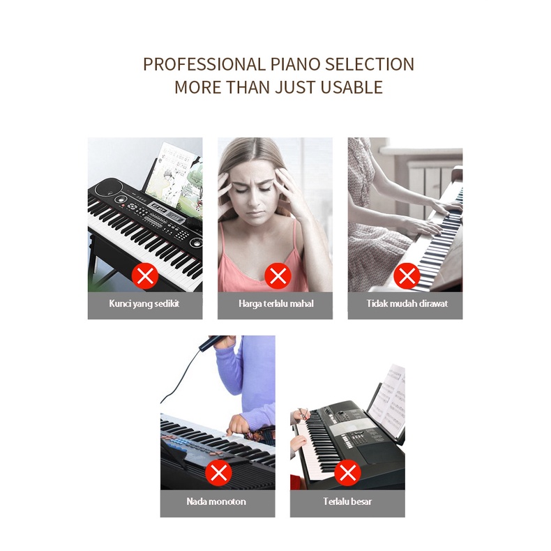 Keyboard portabel bluetooth 61 tombol, piano listrik pintar,  piano profesional 61 tombol, keyboard piano kecil