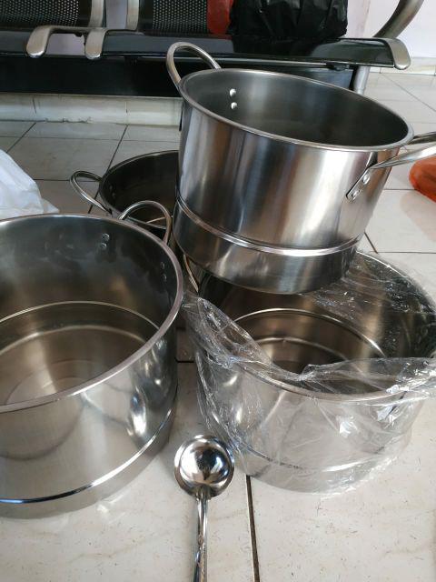 Panci Set Steamer Stock Pot Stainless 4 In 1 (4pc)