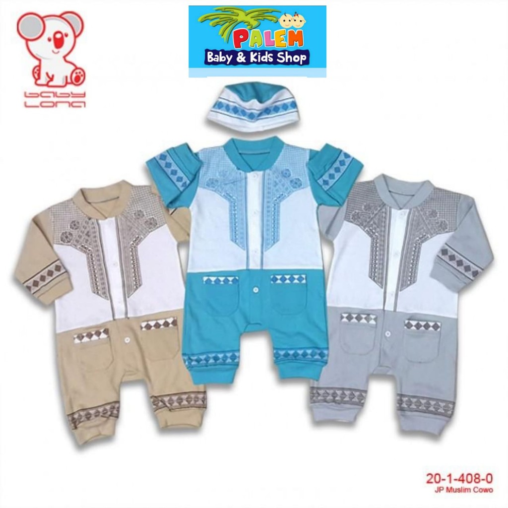 baby lona baju kodok koko muslim 3 -6 bulan dan size m , l