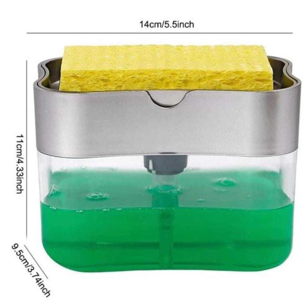 Dispenser Sabun Cair Cuci Piring / Tempat Wadah Sabun Cuci Piring Free Spons / Soap Pump Dispenser / Pump Holder Sponge Sink Free Sponge