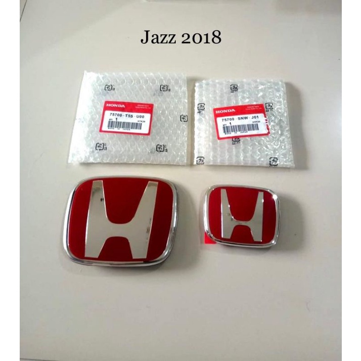 Emblem Honda merah jazz 2018 ( 1 set dpn +blkg)