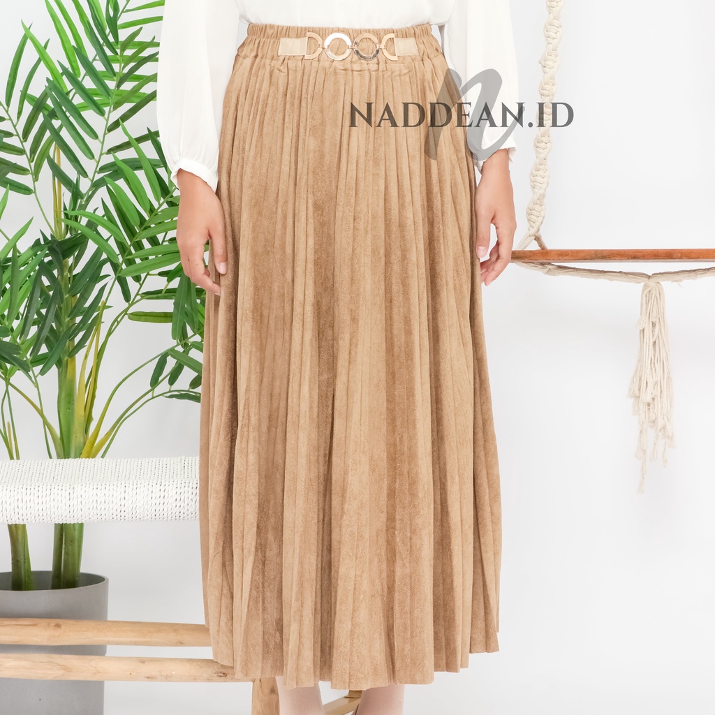 Rok Plisket Suede Belt Import / Rok Plisket Suede Premium