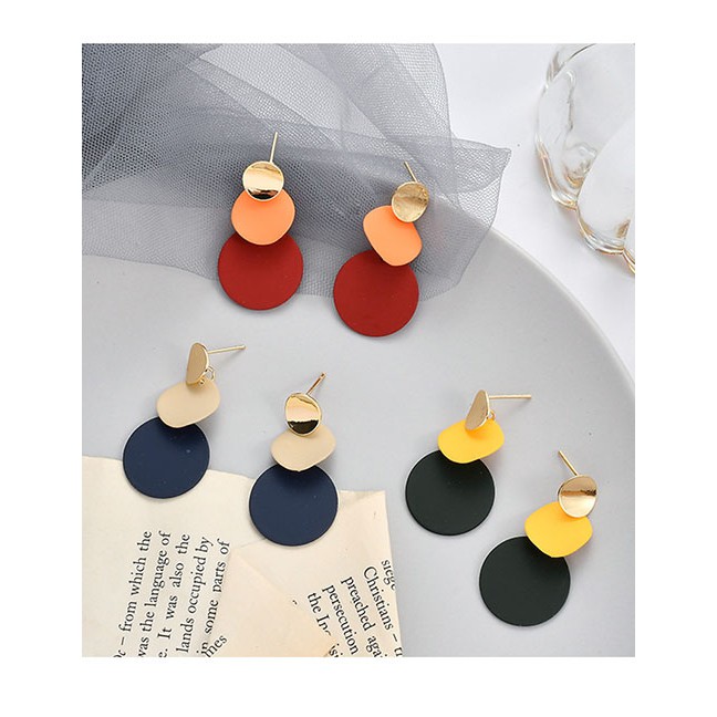 LRC Anting Tusuk Fashion Geometric Disc Color Earrings D40216