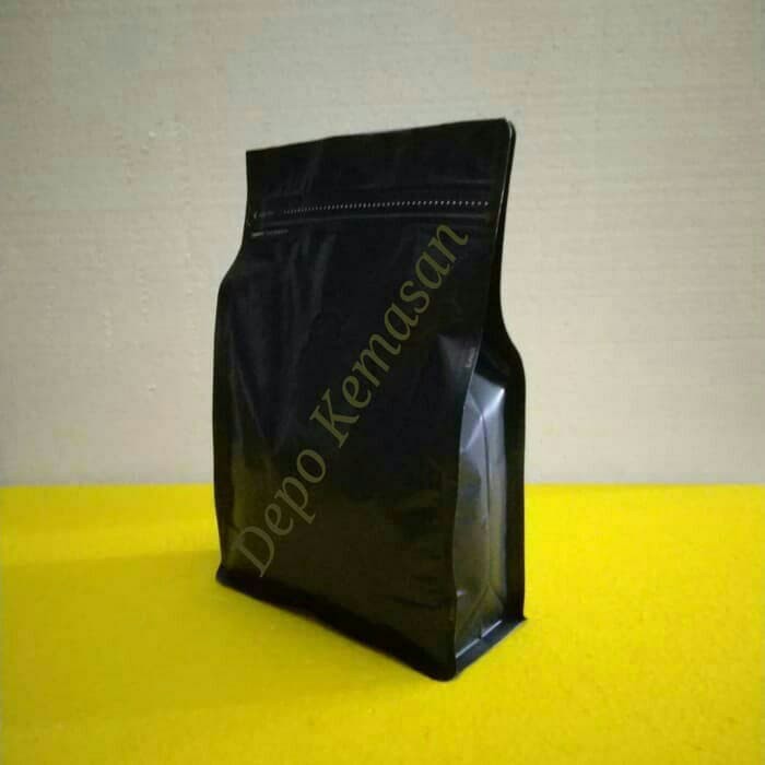 Produsen Flat Bottom Hitam Doff Buat Biji Kopi 1000gr + Valve Kpack Food Packaging GorD1T68MwJW