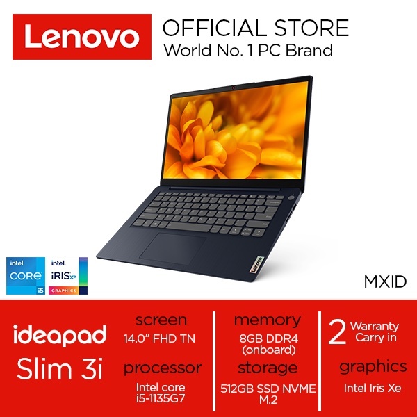 Laptop Lenovo IP Slim 3i MXID Intel Core I5 1135G7-RAM 8GB-SSD 512GB-Intel Iris Xe Arctic Grey