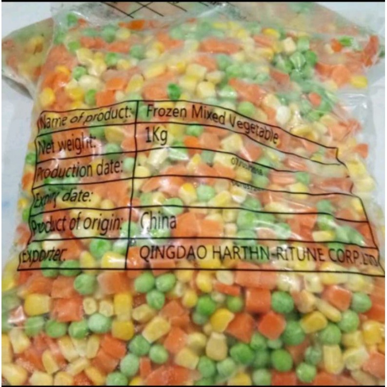 

Qhr Mixed Vegetable 1kg (jagung, wortel ,kacang polong)