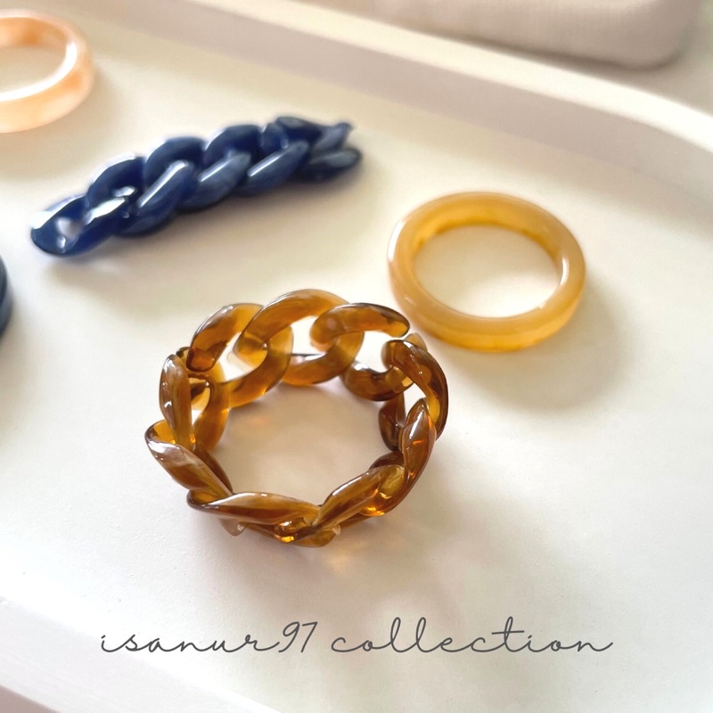 2Pcs/set RESIN RING | retro ring resin ring creative simple retro two-piece set personalized  cincin chain ring manufacture