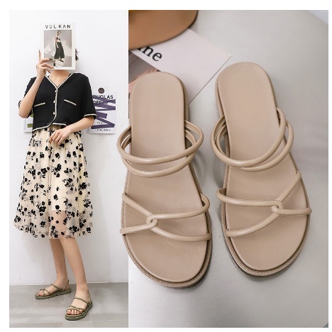 S1026 Sandal Polos Cewek / Sandal Model Tali Silang / Sandal Fashion Wanita / Sandal Tali