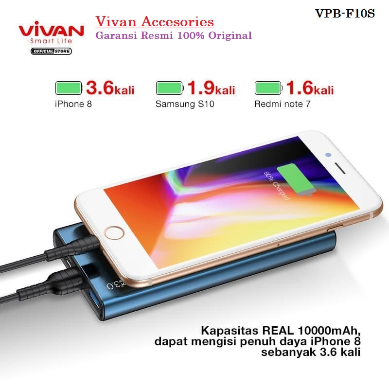 Powerbank Dual USB Vivan Power Bank 10000 mAh 18W VPB-F10S