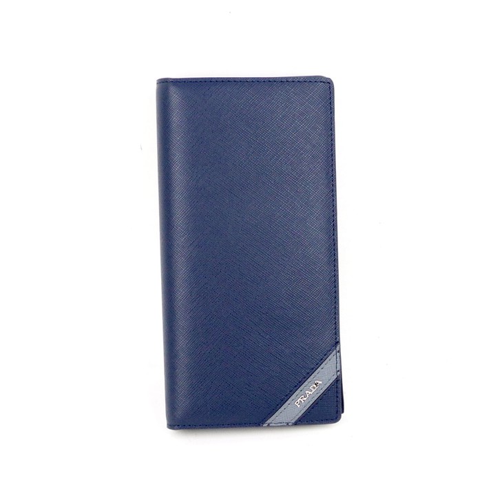 Termurah  Dompet panjang pria kulit asli murah terbaik - Prada SUA-2621 Blue - Gratis Ongkir