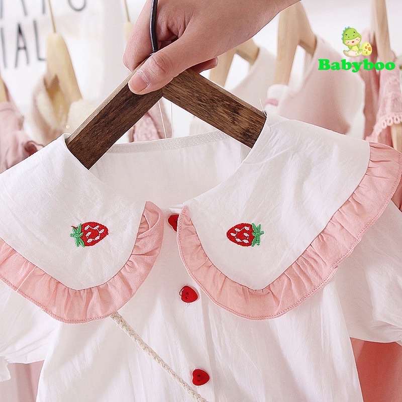 (1-3 Tahun) Setelan Rok Anak Perempuan/ Setelan Lucu Tas Strawberry / Setelan Anak Korean Style/ Setelan Anak Perempuan