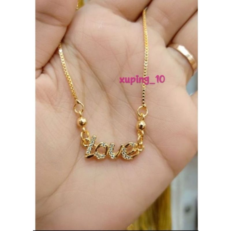 KALUNG ANAK LOVE EMAS 24 K PERMATA XUPING ANTI KARAT