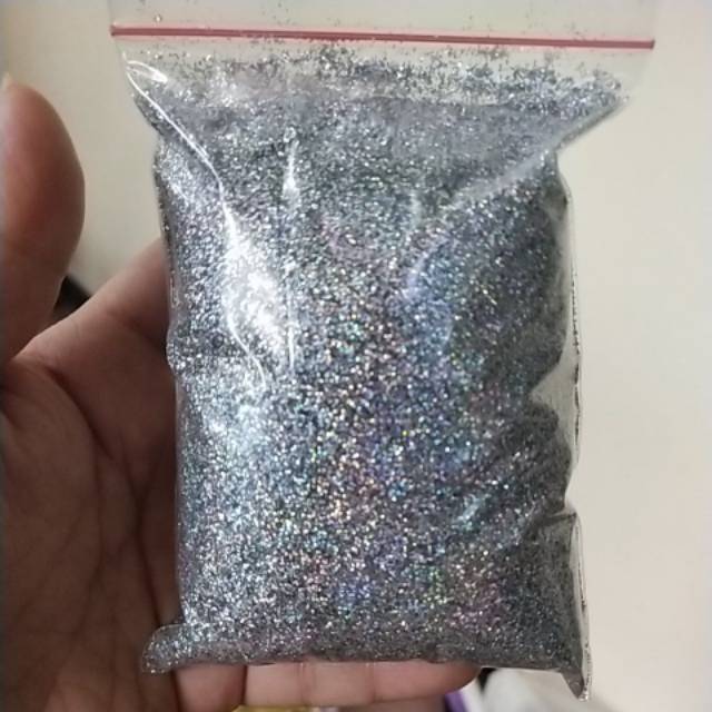 PROMO!!  GLITTER SILVER HOLOGRAM / SILVER RAINBOW 100 GR