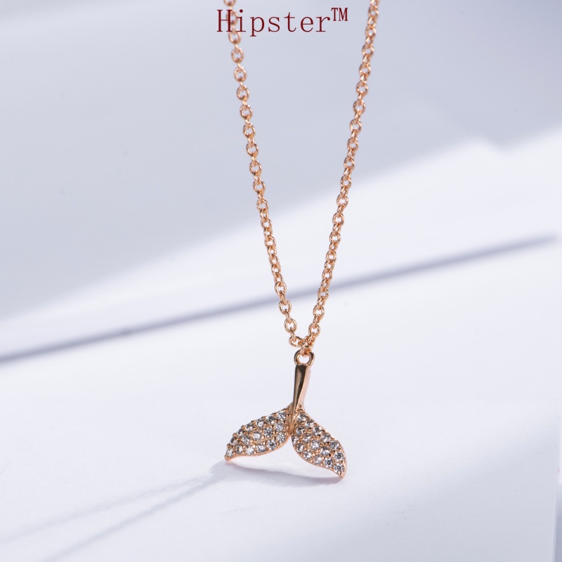 Niche Personality All-Match Fashion Fishtail Full Diamond Pendant Necklace