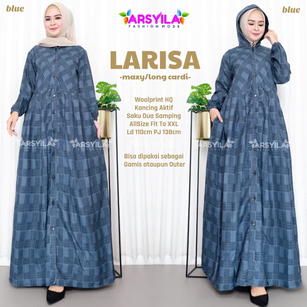 Terbaru - Pakaian Wanita Termurah - Dress Panjang Jumbo - Gamis Berhoodie - Long Cardi Woolprint HQ