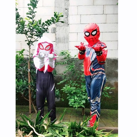 Import Cos game suit Asli Kostum Spiderman Anak Real Superhero The Avengers Cosplay Costume 3-12 Tahun