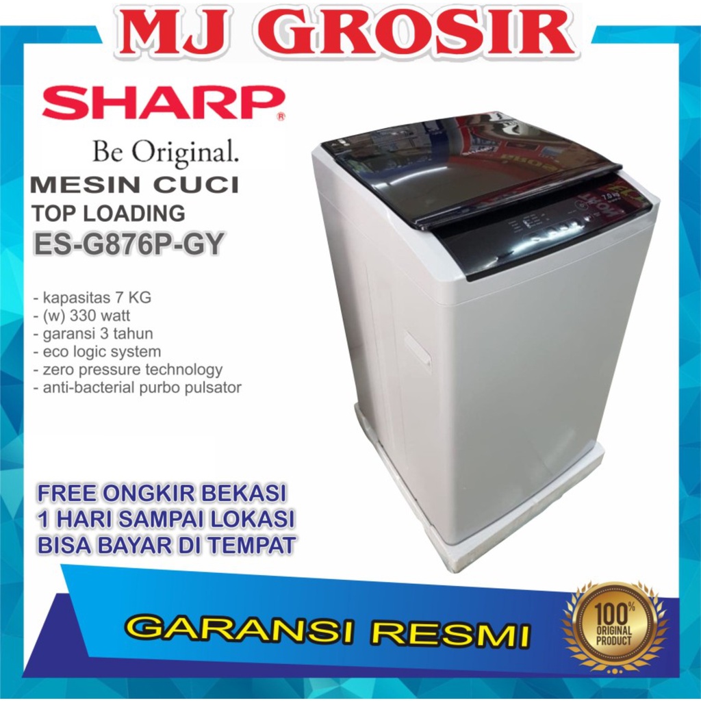 MESIN CUCI 1 TABUNG SHARP ESG 876 PGY / 7000PGG / 950PGY TOP LOADING