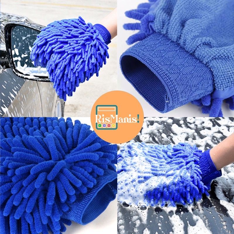 MICROFIBER HAND GLOVES DUSTER - Kain Lap Cendol Sarung Tangan Serbet Serbaguna Mobil Perabot Rumah