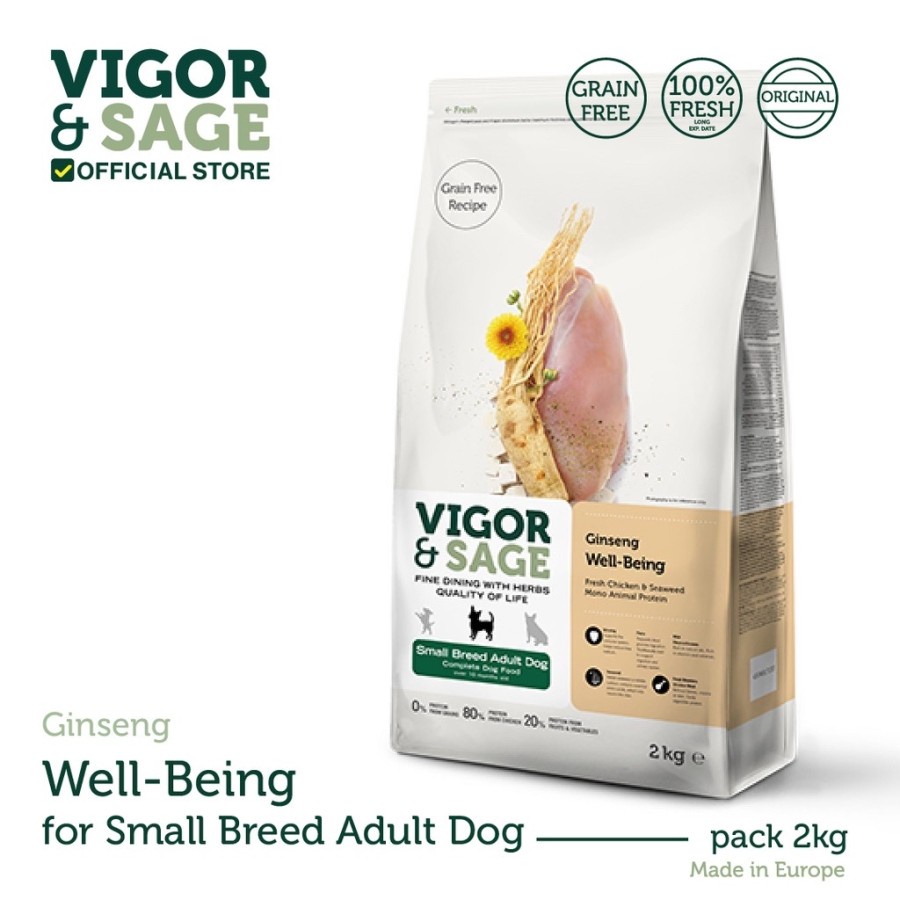 Vigor &amp; Sage Ginseng Well Being Small Breed Adult Dog 2 Kg