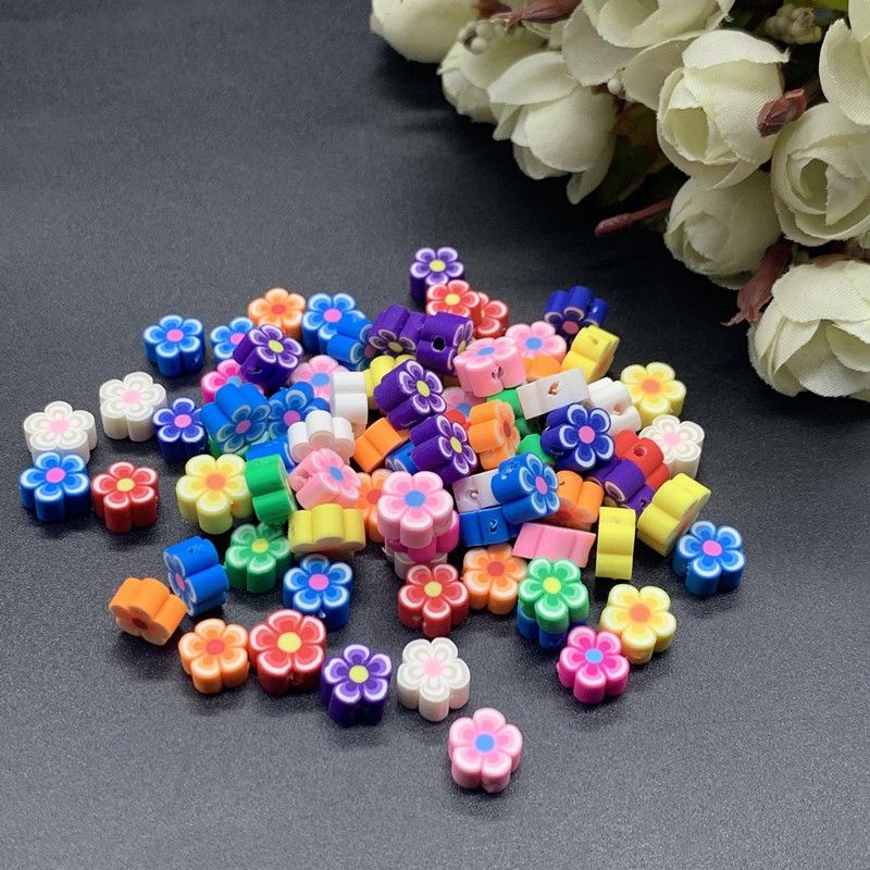 (10 pcs) Resin Clay Spacer Konektor Manik Mute Mote Bandul Buah Bunga Bintang Bahan Craft DIY Aksesoris