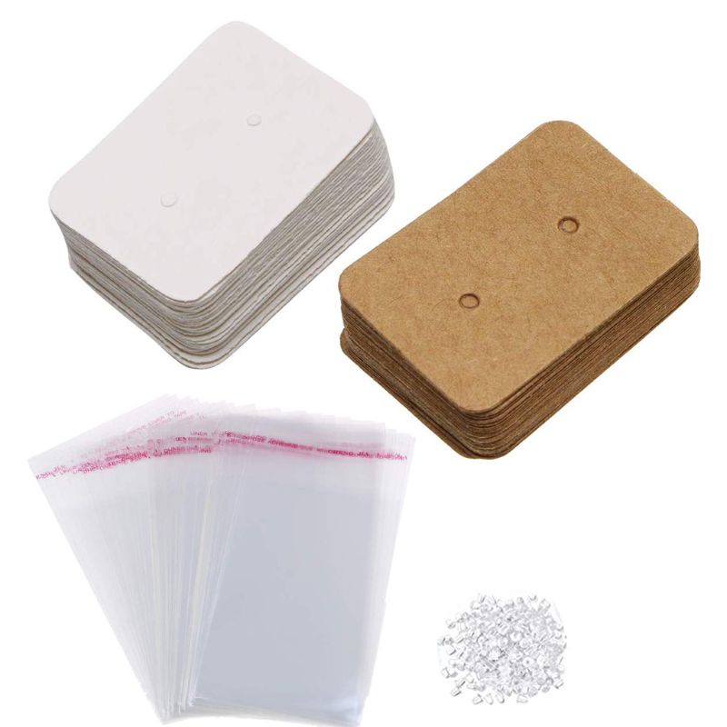 Siy Blank Earring Display Kraft Cards Kit Dengan Tas Segel Diri Dan Sandaran Anting