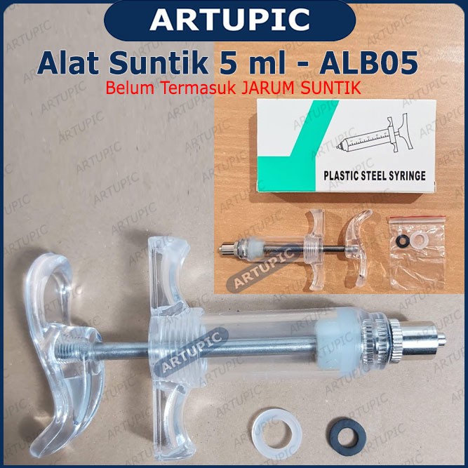 Alat Suntik Hewan 5 ml ALB05 Spuit Syringe Suntikan Hewan 5 ml Tabung Mika Hewan Besar Semi Auto