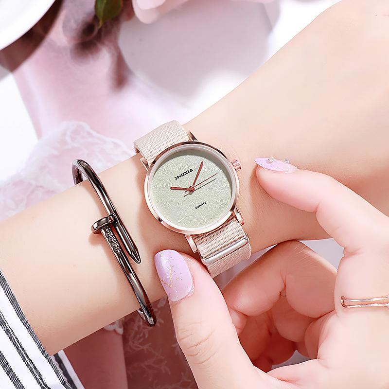 ✅Grosir Jam Senen -  Jam Tangan Wanita Analog Quartz Casual Simple Chic Strap Nylon Untuk Fashion Watch