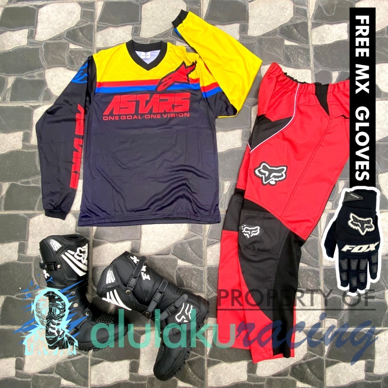 Jersey, Celana, Sarung Tangan &amp; Sepatu SV Fullset MX Trail Motocross - Paket Bundling ASCTSV040301-F41