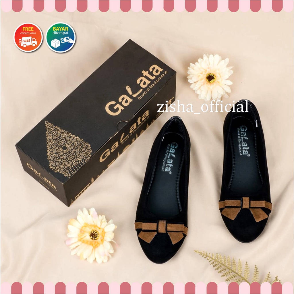 Blackpanda Flat Shoes / Sepatu Black Panda / Sepatu Wanita / Flatshoes Wanita / Black Panda Poni Coffee