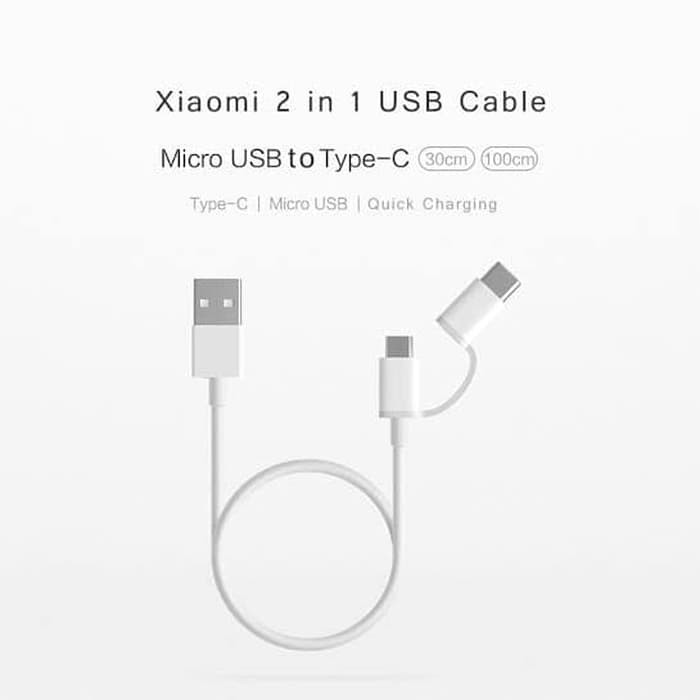 Mi 2in1 USB Cable Micro USB to Type-C 30/100cm