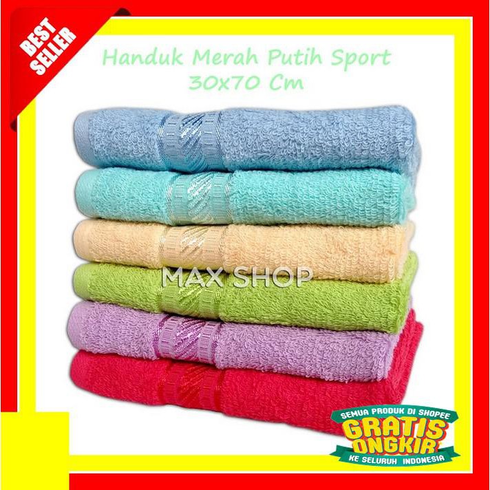 HANDUK MUKA MERK MERAH PUTIH POLOS 30X70CM HANDUK KECIL SPORT OLAHRAGA PALING MURAH