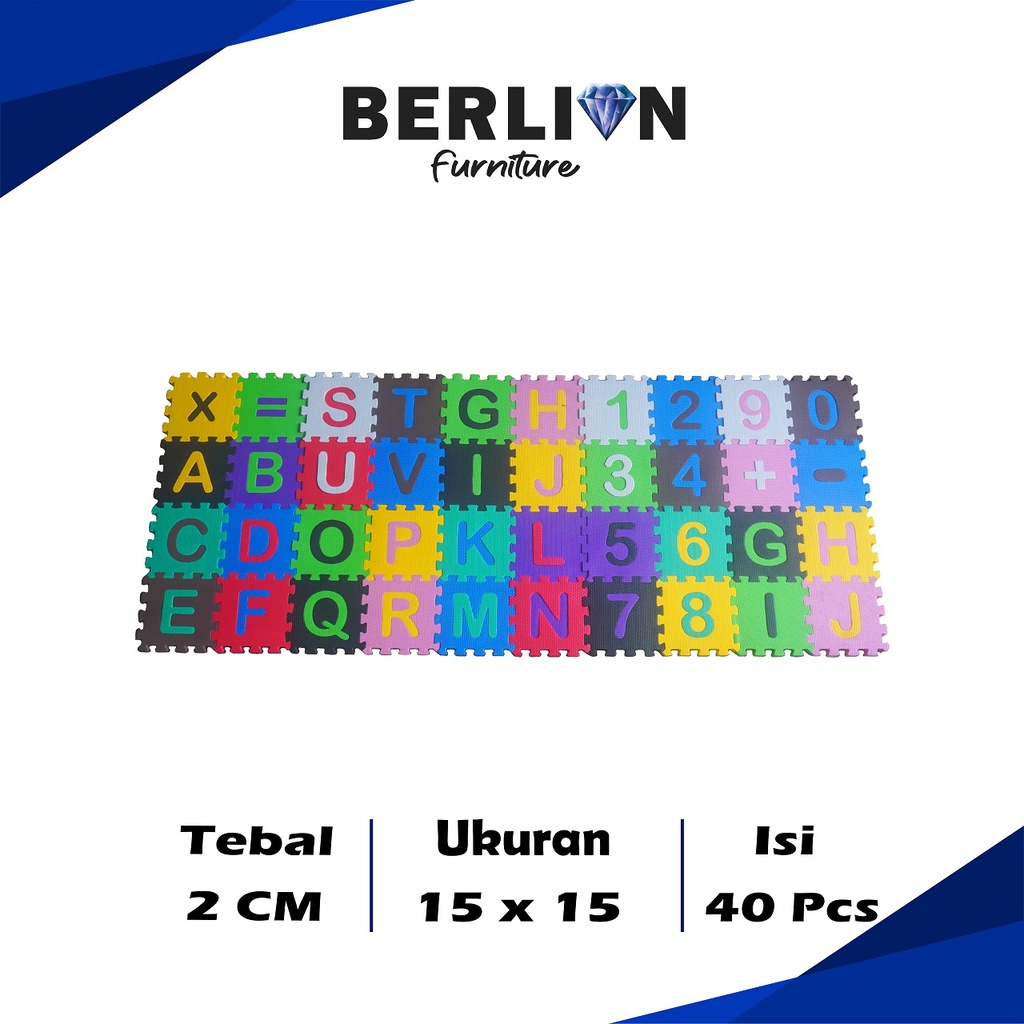 Matras Puzzle Abjad / Huruf 15 x 15 Tbl 2 Cm isi 40 Pcs / Alas Lantai / Playmat / Tikar / Karpet / Alas Bermain anak