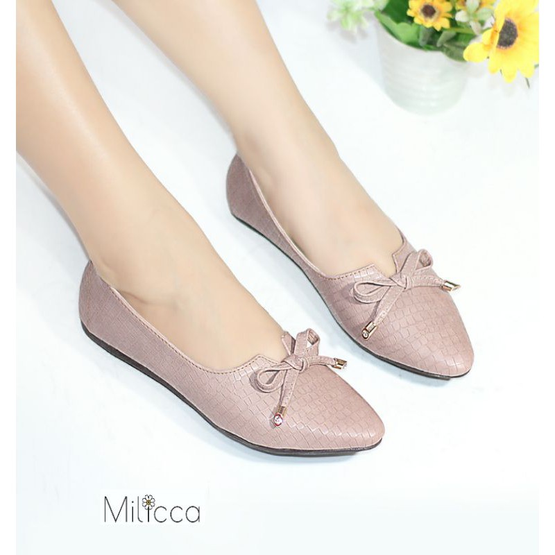 Milicca Clorita Sepatu Flat wanita Flat Shoes Sol Karet