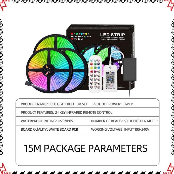 Smart Lampu LED Strip RGB Wifi Bluetooth SMD 5050 15m 15 meter Alexa