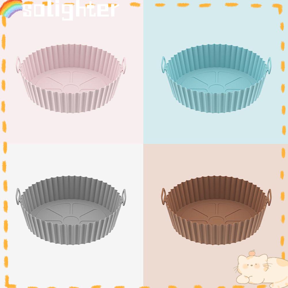 SOLIGHTER New Silicone Pot Tray Baking Basket For Air Fryer Accessories Cooking Replacement Soft Reusable/Multicolor