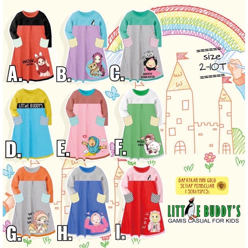 Gamis casual little buddy’s gamis casual anak usia 1-9 tahun gamis littlebuddies gamis little buddys