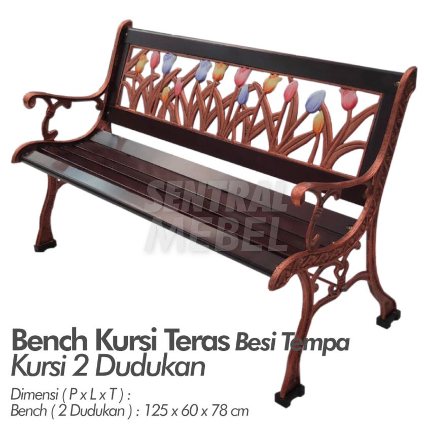 kursi teras besi tempa bench 2 dudukan kursi taman besi tempa Mayesty