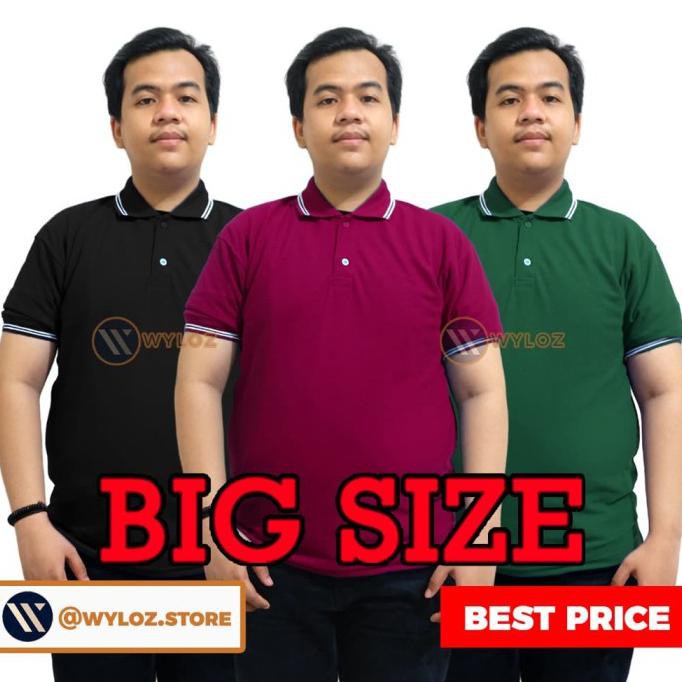 Kaos Polo Shirt Distro Polos Kerah Pria Big Size XXXL Jumbo Lacoste - XXXL, Putih