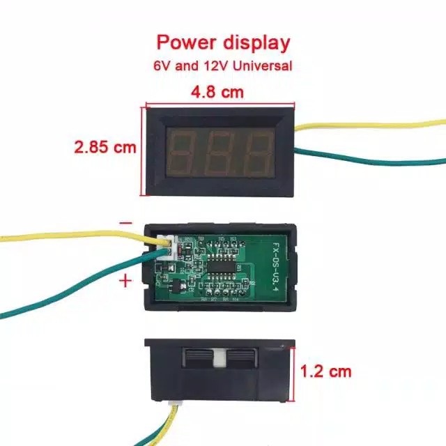 DIGITAL VOLT METER DC 12V 6V UNIVERSAL INDIKATOR BATTERY MOBILAN AKI ANAK DC AMPER BATERAI KONTROLER