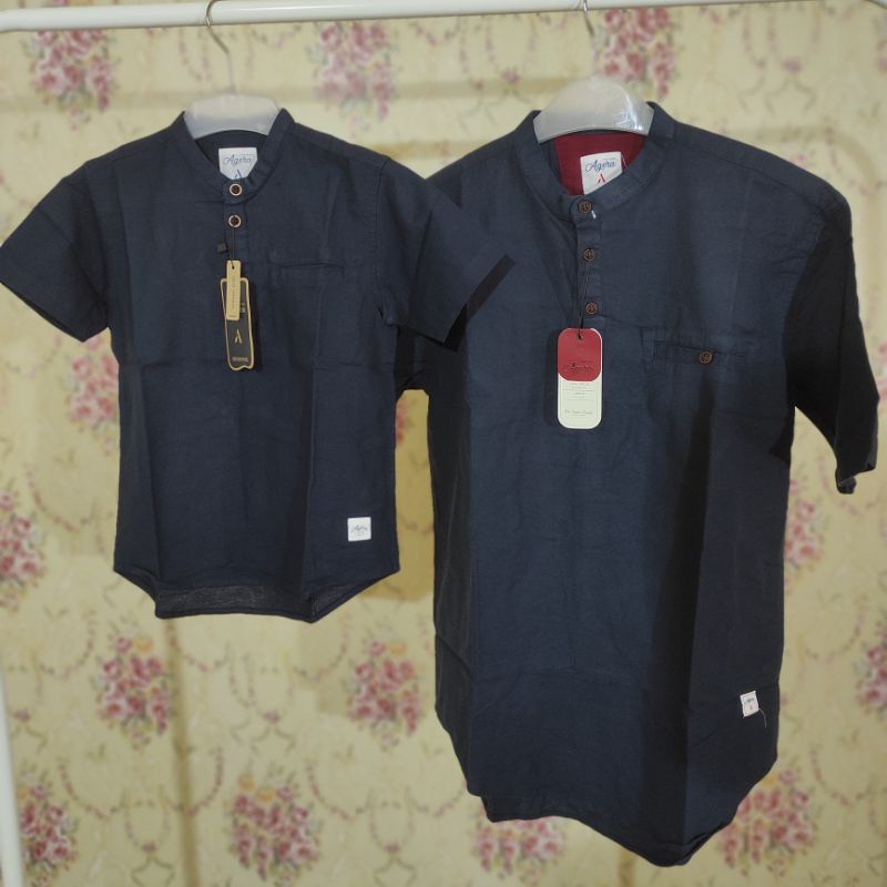 BAJU KURTA KEMEJA KOKO KEMKO PASANGAN COUPLE ANAK AYAH KATUN ORIGINAL TERBARU LENGAN PENDEK AGERA 2