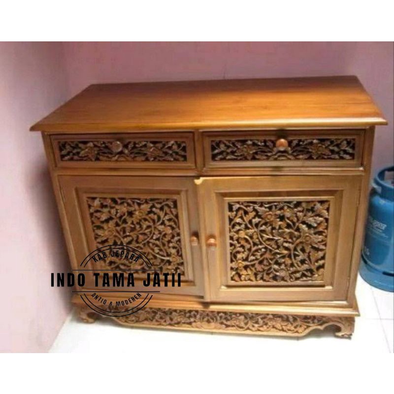 bufet palembang meja tv kayu jati