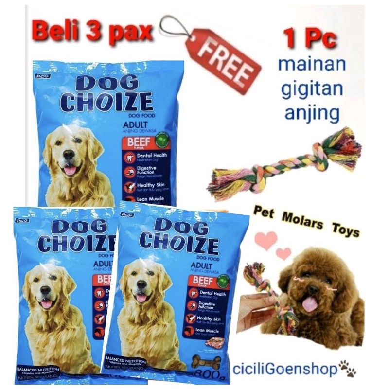 GRATIS MAINAN u pb 3px MAKANAN ANJING DOG CHOIZE 800GR SEJENIS BOLT DOG ACIS DOG CANINE DOG