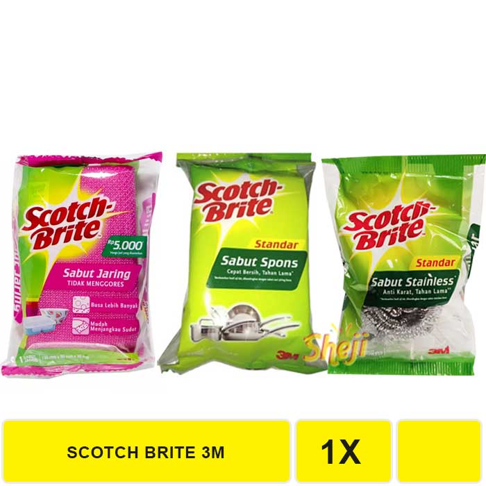 3M SCOTCH BRITE SPONS SABUT &amp; STAINLESS SPONS CUCI PIRING
