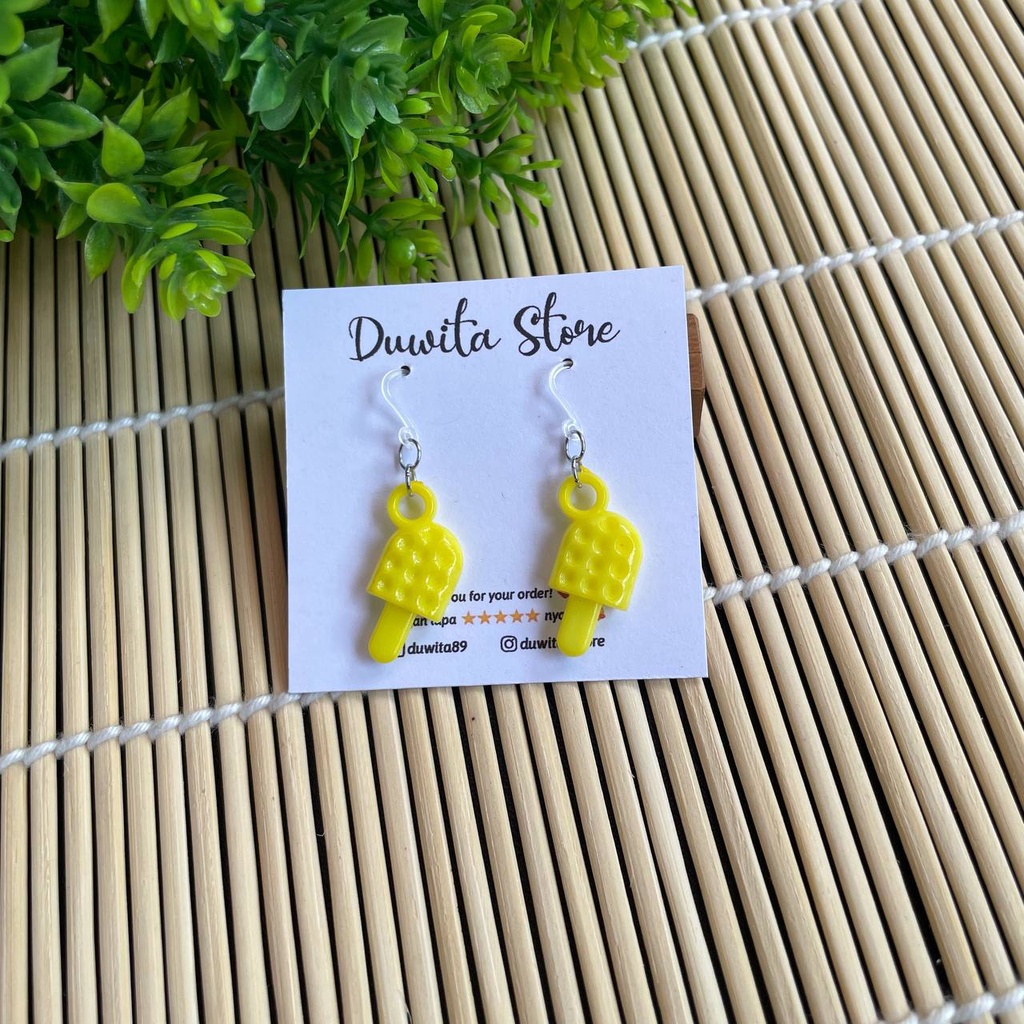 HANDMADE ANTING ANAK/DEWASA KAITAN PLASTIK MOTIF ES KRIM