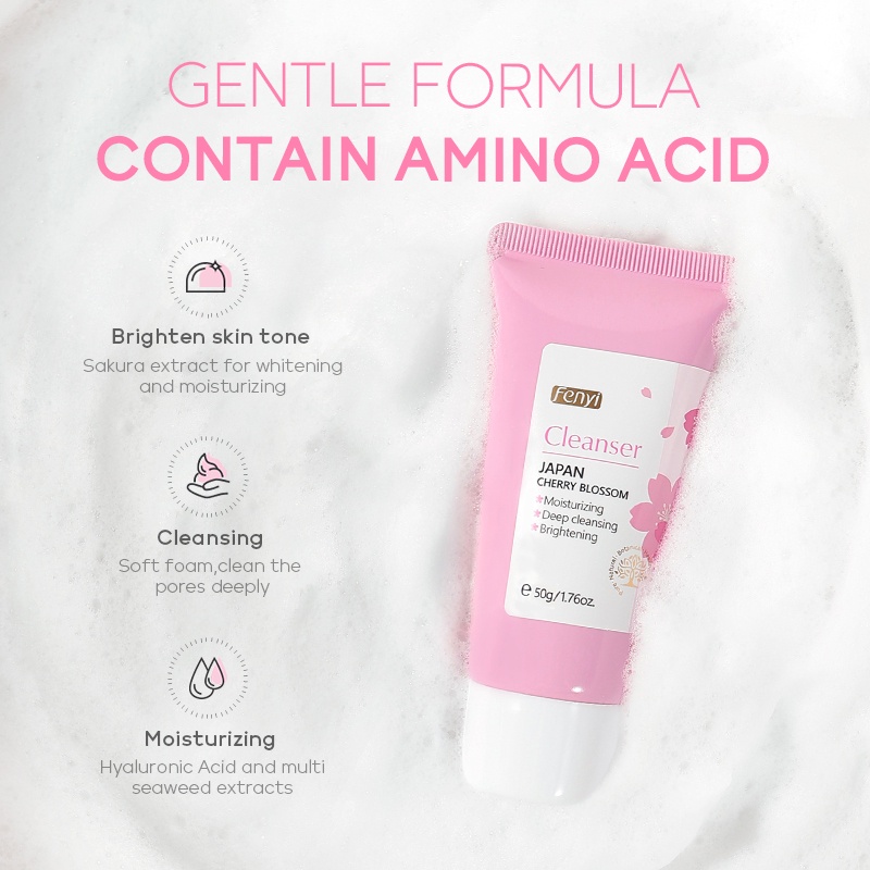 Fenyi Japan Cherry Blossom Cuci Muka Pembersih Waja Glowing Busa Pembersih Pembersih Pori 50g