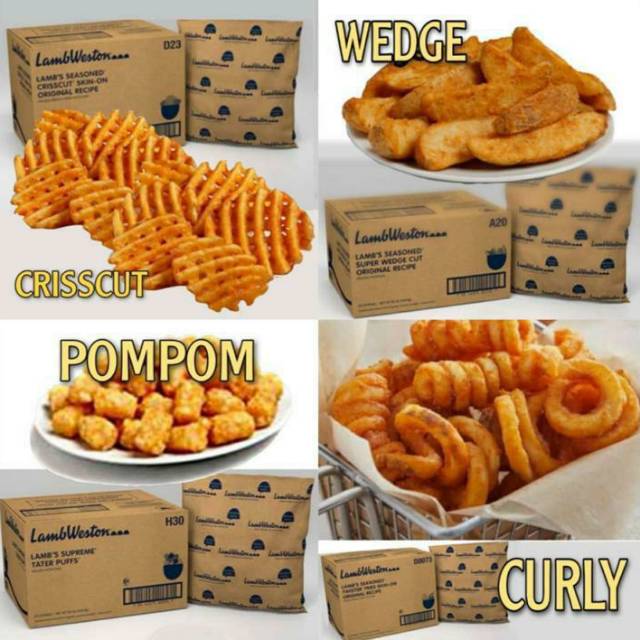 

READY 1kg Kentang Bumbu Lamb Weston Curly tater puff waffle wedge hashbrown