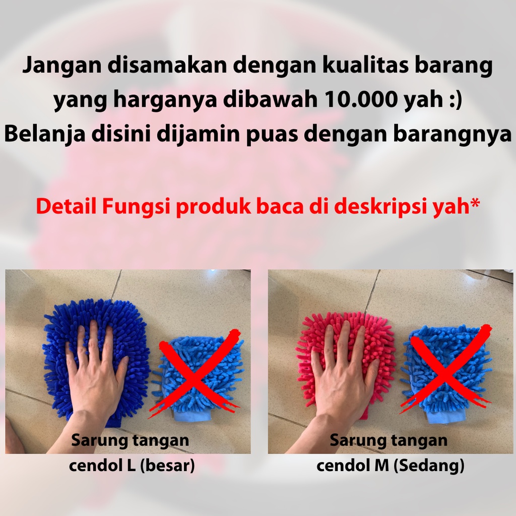 Sarung tangan microfiber / woll / cendol untuk cuci motor mobil / wash mitt